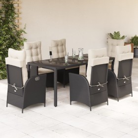 Garten-Essgruppe 7-teilig mit schwarzen Kunststoff-Rattan-Kissen. von , Gartensets - Ref: Foro24-3213064, Preis: 941,74 €, Ra...