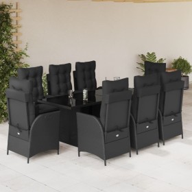 Set de comedor de jardín 9 pzas y cojines ratán sintético negro de , Conjuntos de jardín - Ref: Foro24-3213116, Precio: 1,00 ...