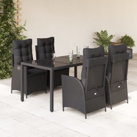 Set de muebles jardín 5 pzas con cojines ratán sintético negro de , Conjuntos de jardín - Ref: Foro24-3213070, Precio: 667,11...