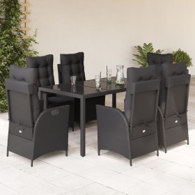 Garten-Essgruppe 7-teilig mit schwarzen Kunststoff-Rattan-Kissen. von , Gartensets - Ref: Foro24-3213072, Preis: 931,10 €, Ra...