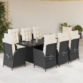 Set de comedor de jardín 9 pzas y cojines ratán sintético negro de , Conjuntos de jardín - Ref: Foro24-3213114, Precio: 1,00 ...