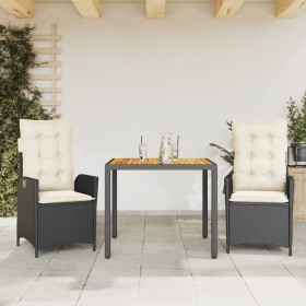 Garden dining set 3 pieces with black synthetic rattan cushions by , Garden sets - Ref: Foro24-3213085, Price: 378,81 €, Disc...