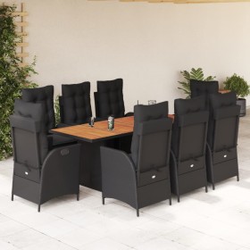 Set de comedor de jardín 9 pzas y cojines ratán sintético negro de , Conjuntos de jardín - Ref: Foro24-3213140, Precio: 1,00 ...