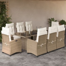 Garten-Essgruppe 9-teilig mit Kissen aus synthetischem Rattan in Beige. von , Gartensets - Ref: Foro24-3212927, Preis: 1,00 €...