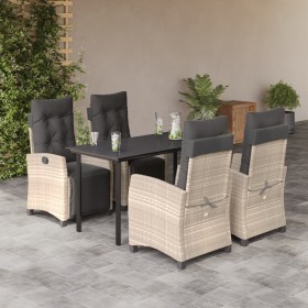 Garten-Essgruppe 5-teilig mit Kissen aus hellem grauen Kunststoff-Rattan von , Gartensets - Ref: Foro24-3213039, Preis: 647,8...