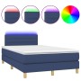 Box spring bed with mattress and LED lights, blue fabric, 120x190 cm. by , Beds and slatted bases - Ref: Foro24-3270101, Pric...