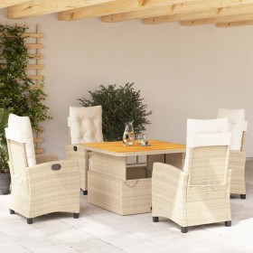 Garten-Essgruppe 5-teilig mit Kissen aus synthetischem Rattan in Beige. von , Gartensets - Ref: Foro24-3277414, Preis: 699,86...