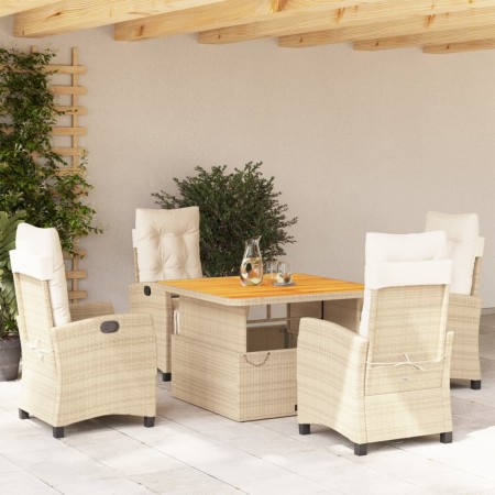 Set comedor de jardín 5 pzas con cojines ratán sintético beige de , Conjuntos de jardín - Ref: Foro24-3277414, Precio: 699,86...