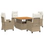 Set comedor de jardín 5 pzas con cojines ratán sintético beige de , Conjuntos de jardín - Ref: Foro24-3277414, Precio: 699,86...