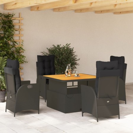 Set de muebles jardín 5 pzas con cojines ratán sintético negro de , Conjuntos de jardín - Ref: Foro24-3277449, Precio: 635,99...