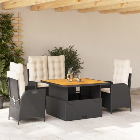 Garden dining set, 4 pieces with black synthetic rattan cushions. by , Garden sets - Ref: Foro24-3277440, Price: 562,99 €, Di...