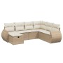 Garden set with 7 pieces of sofas and beige synthetic rattan cushions. by , Garden sets - Ref: Foro24-3264144, Price: 594,45 ...