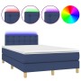 Box spring bed with mattress and LED lights, blue fabric, 120x190 cm. by , Beds and slatted bases - Ref: Foro24-3270122, Pric...