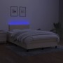 Boxspringbett mit Matratze und LED-Lichtern, cremefarbenem Stoff, 120x190 cm. von , Betten und Lattenroste - Ref: Foro24-3270...