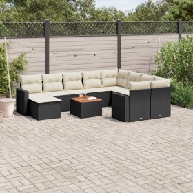 Gartensofagarnitur 11-teilig mit schwarzen Kissen aus synthetischem Rattan. von , Gartensets - Ref: Foro24-3256742, Preis: 70...