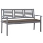 Banco de jardín 3 plazas madera eucalipto gris y cojín 150 cm de , Bancos de jardín - Ref: Foro24-3061058, Precio: 203,70 €, ...