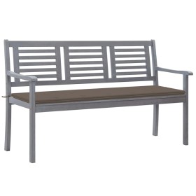 3-seater eucalyptus wood garden bench in gray with cushion, 150 cm by , garden benches - Ref: Foro24-3061058, Price: 216,25 €...