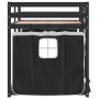 Litera con cortinas madera maciza pino blanco y negro 90x190 cm de , Camas y somieres - Ref: Foro24-3283883, Precio: 204,99 €...