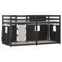 Bunk bed with solid pine wood curtains in white and black, 90x190 cm. by , Beds and slatted bases - Ref: Foro24-3283883, Pric...