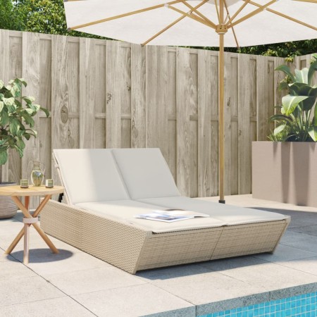 Double sun lounger with beige synthetic rattan cushions by , Loungers - Ref: Foro24-368183, Price: 293,68 €, Discount: %