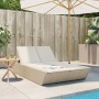 Double sun lounger with beige synthetic rattan cushions by , Loungers - Ref: Foro24-368183, Price: 293,68 €, Discount: %