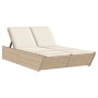 Double sun lounger with beige synthetic rattan cushions by , Loungers - Ref: Foro24-368183, Price: 293,68 €, Discount: %