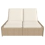 Double sun lounger with beige synthetic rattan cushions by , Loungers - Ref: Foro24-368183, Price: 293,68 €, Discount: %