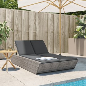 Doppel-Liegestuhl mit grauen Polstern aus synthetischem Rattan von , Liegen - Ref: Foro24-368181, Preis: 293,93 €, Rabatt: %