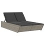 Double sun lounger with gray synthetic rattan cushions by , Loungers - Ref: Foro24-368181, Price: 293,68 €, Discount: %