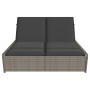 Double sun lounger with gray synthetic rattan cushions by , Loungers - Ref: Foro24-368181, Price: 293,68 €, Discount: %