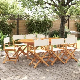 Folding garden chairs 8 units, white cream fabric. by , Garden chairs - Ref: Foro24-3208912, Price: 504,07 €, Discount: %