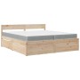 Bed with drawers and pine wood mattress, brown wax, 200x200 cm. by , Beds and slatted bases - Ref: Foro24-3281886, Price: 668...