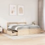 Bed with drawers and pine wood mattress, brown wax, 200x200 cm. by , Beds and slatted bases - Ref: Foro24-3281886, Price: 668...