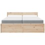 Bed with drawers and pine wood mattress, brown wax, 200x200 cm. by , Beds and slatted bases - Ref: Foro24-3281886, Price: 668...