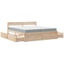 Bed with drawers and pine wood mattress, brown wax, 200x200 cm. by , Beds and slatted bases - Ref: Foro24-3281886, Price: 668...