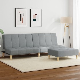 Two-seater sofa bed with light gray fabric ottoman by , Sofas - Ref: Foro24-3258138, Price: 290,67 €, Discount: %