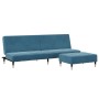 Sofá cama de 2 plazas con taburete terciopelo azul de , Sofás - Ref: Foro24-3258144, Precio: 308,70 €, Descuento: %