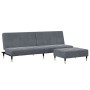 Sofá cama de 2 plazas con taburete terciopelo gris oscuro de , Sofás - Ref: Foro24-3258146, Precio: 315,21 €, Descuento: %