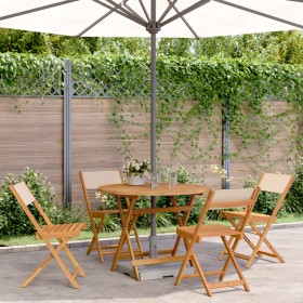 Garten-Essgruppe, 5-teilig, Stoff Massivholz beige von , Gartensets - Ref: Foro24-3281775, Preis: 259,97 €, Rabatt: %