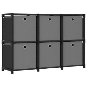 Estantería de 6 cubos con cajas de tela negro 103x30x72,5 cm de vidaXL, Librerías y estanterías - Ref: Foro24-322607, Precio:...