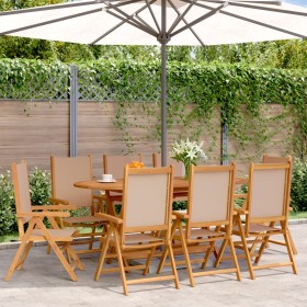 Reclining garden chairs 8 units solid wood and taupe fabric by , Garden chairs - Ref: Foro24-3214546, Price: 569,99 €, Discou...