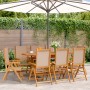 Reclining garden chairs 8 units solid wood and taupe fabric by , Garden chairs - Ref: Foro24-3214546, Price: 570,24 €, Discou...