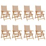 Reclining garden chairs 8 units solid wood and taupe fabric by , Garden chairs - Ref: Foro24-3214546, Price: 570,24 €, Discou...