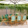 Reclining garden chairs, set of 8, made of solid wood and green fabric. by , Garden chairs - Ref: Foro24-3214552, Price: 568,...