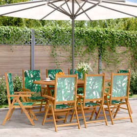 Reclining garden chairs, set of 8, made of solid wood and green fabric. by , Garden chairs - Ref: Foro24-3214552, Price: 567,...