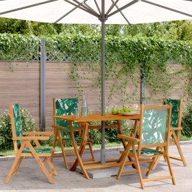 Reclining garden chairs, set of 4, made of solid wood and green fabric. by , Garden chairs - Ref: Foro24-3214550, Price: 285,...