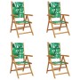 Reclining garden chairs, set of 4, made of solid wood and green fabric. by , Garden chairs - Ref: Foro24-3214550, Price: 285,...