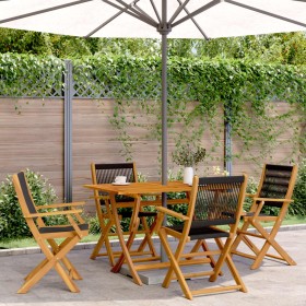 Reclining garden chairs 4 pcs solid acacia wood black by , Garden chairs - Ref: Foro24-3214565, Price: 283,99 €, Discount: %