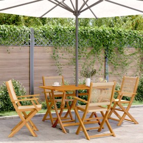 Folding garden chairs 4 pcs solid acacia wood beige by , Garden chairs - Ref: Foro24-3214571, Price: 284,18 €, Discount: %