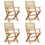 Folding garden chairs 4 pcs solid acacia wood beige by , Garden chairs - Ref: Foro24-3214571, Price: 284,18 €, Discount: %